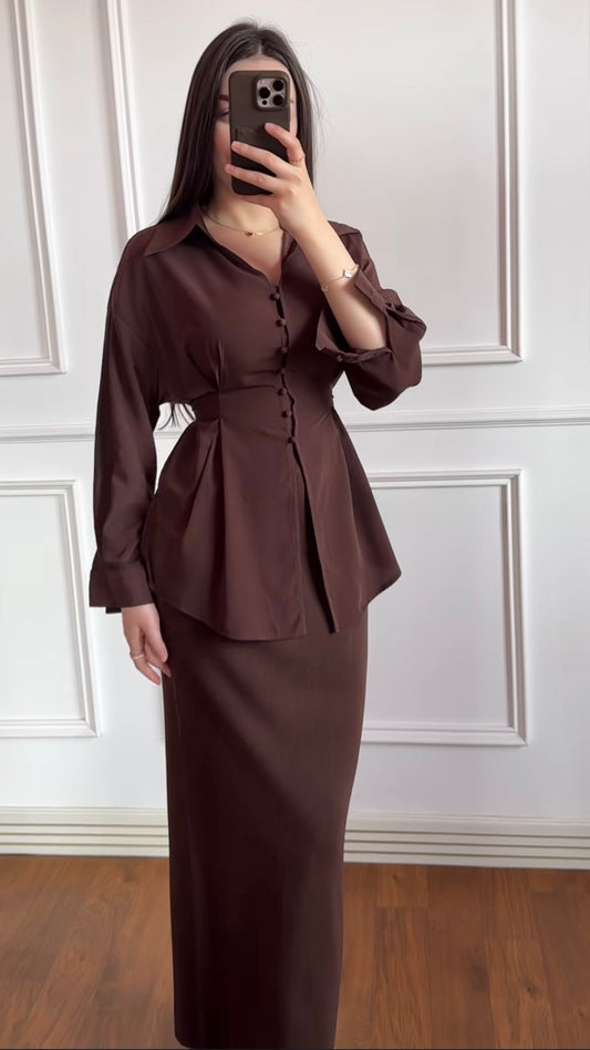 Zweiteiliges Set mit Taillenbluse